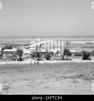 Israel: Kibbutz Ma'agan Mikhael (Ma'agan Michael) Blick auf den Kibbutz und die Fischteiche Datum: Undatierter Ort: Israel, Ma'agan Mikhael Schlüsselwörter: Kibbutz, Panoramas, Teiche, Angeln Stockfoto