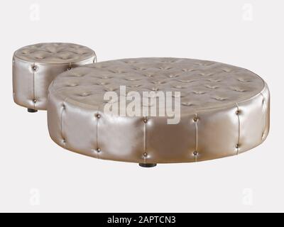 Zwei runde Beutel auf weißem Hintergrund 3D-Rendering Stockfoto