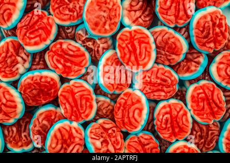 Bunte Haufen Gehirn Gummy Süßigkeiten; Studio Stockfoto