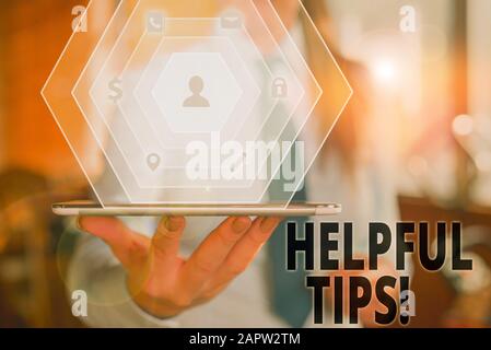 Text zeichen Zeigt hilfreiche Tipps. Business Foto text Ratschläge gegeben hilfreiche Kenntnisse im Leben zu werden. Stockfoto