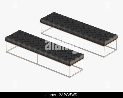 Zwei graue Tischgeräte haben einen 3D-Rendering aus Stahlrahmen Stockfoto