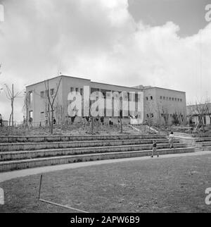 Israel 1948-1949: Kinderdorf Onim Kinderheim im Kinderdorf Onim Datum: 1948 Ort: Israel Schlagwörter: Architektur, Gebäude, Jugendpflege, Kinderdörfer, Kinderheime Stockfoto