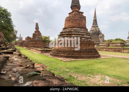 Große Felsstupas des Wat Phra Si Sanphet Komplexes, Ayutthaya Stockfoto