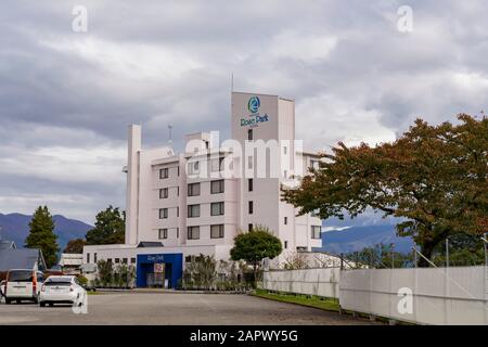 Akita, Okt. 23: Außenansicht des Tazawako Rose Park Hotel am 23.Okt 2019 in Akita, Japan Stockfoto