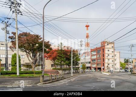 Hirosaki, 26. Okt: Morgendlicher Blick auf das Stadtbild in der Innenstadt am 26. Okt in Hirosaki, Japan Stockfoto