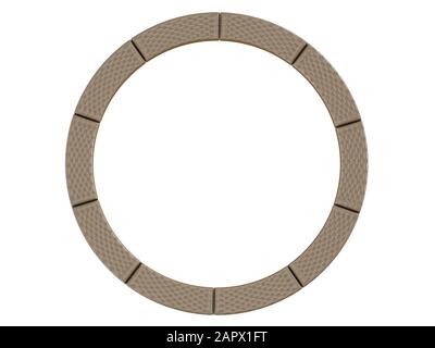 Beigefarbenes Tischlederkapiton steht im Kreis auf einem weißen Hintergrund, 3D-Rendering Stockfoto