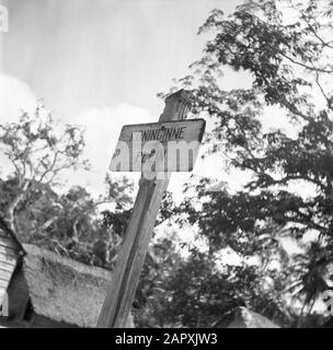 Reisen Sie nach Suriname und auf dem Typenschild der niederländischen Antillen in Ganzee: Koninginneplein Datum: 1947 Ort: Ganzee, Suriname Schlüsselwörter: Namensschilder Stockfoto