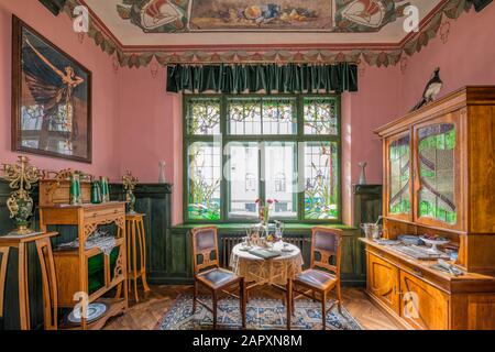 Wohnzimmer, Jugendstil, Jugendstilmuseum, Riga, Lettland Stockfoto