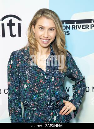 New York, New York - 24. Januar 2020: Jenny Fleiss besucht Mittagessen im Hudson River Park Friends Playground Committee Stockfoto