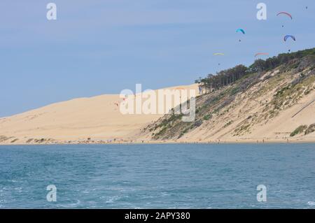 Urlaub an der Bucht von Arcachon und der düne pilat, Frankreich, Sommerabend am Strand Stockfoto