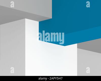 Abstrakter geometrischer Hintergrund mit minimaler Installation von durchschneidenden Strahlen. 3D-Renderdarstellung Stockfoto