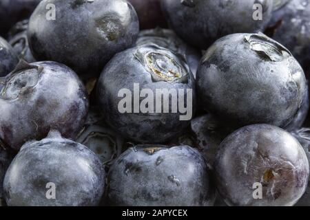 Nahaufnahme von Heidelbeeren übereinander Stockfoto