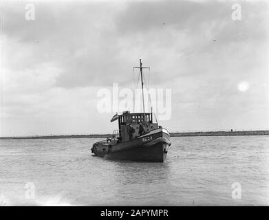 Kortenaer verlässt den Helder Datum: 3. April 1948 Schlagwörter: Boote Institutionenname: HM Kortenaer Stockfoto