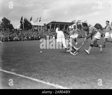 Hockey Niederlande Indien. 1. Tordatum: 21. August 1948 Schlagwörter: Tore, Hockey Stockfoto