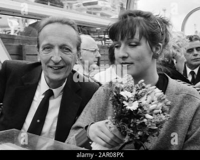 Pierre Janssen traf den Dochter Evelyne in naar hem genoemde Museumschool die Zojuisten in Amsterdam gedoopt ist 11 mei 1987; ' Stockfoto