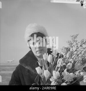Weltmeister Schach die Russin Nona Geprindashwili auf Schiphol Datum: 14. Januar 1963 Ort: Noord-Holland, Schiphol Schlüsselwörter: CHESKEN, Weltmeister Stockfoto