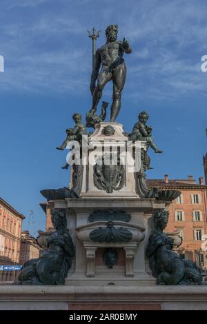 Neptun im Zentrum der Stadt Bologna Stockfoto