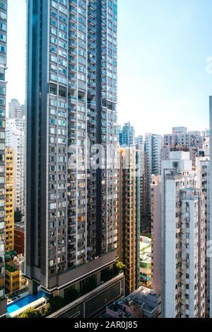 Skyline von Skyline und Skyline der Stadt in der Innenstadt von Hongkong - Stockfoto