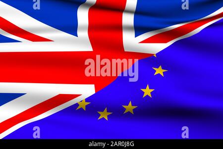 Großbritannien und die Europäische Union Flags Brexit Concept. Stockfoto