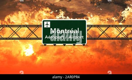 Montreal Canada Airport Highway Melden Sie sich in einer Fantastischen 3D-Illustration von Sunset Sunrise an Stockfoto