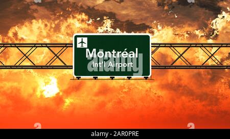 Montreal Canada Airport Highway Melden Sie sich in einer Fantastischen 3D-Illustration von Sunset Sunrise an Stockfoto