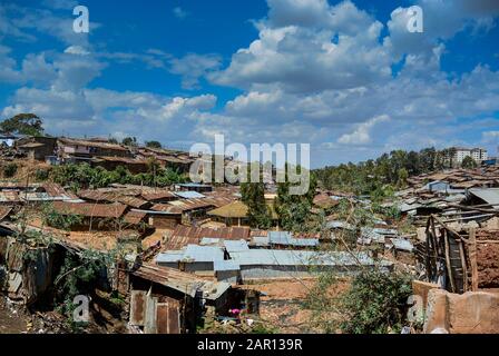 Blick auf den Kibera-Slum in Nairobi, Kenia Stockfoto