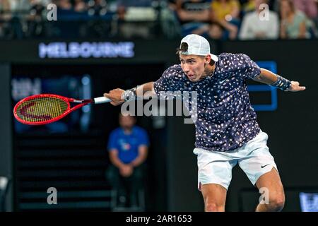 Melbourne, Australien. Januar 2020. Melbourne, Australien. Januar 2020. Alexei Popyrin aus Australien beim Match 2020 Australian Open Tennis Championship Day 6 im Melbourne Park Tennis Center, Melbourne, Australien. Januar 2020. ( © Andy Cheung/ArcK Images/arckimages.com/UK Tennis Magazine/International Sports Fotos) Credit: Roger Parker/Alamy Live News Stockfoto
