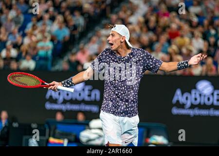 Melbourne, Australien. Januar 2020. Melbourne, Australien. Januar 2020. Alexei Popyrin aus Australien beim Match 2020 Australian Open Tennis Championship Day 6 im Melbourne Park Tennis Center, Melbourne, Australien. Januar 2020. ( © Andy Cheung/ArcK Images/arckimages.com/UK Tennis Magazine/International Sports Fotos) Credit: Roger Parker/Alamy Live News Stockfoto