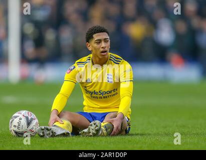 Birmingham, Großbritannien. Januar 2020. Jude Bellingham von Birmingham City wird gefoult. Credit: Simon Bissett/One Up Top/Alamy Live News Stockfoto