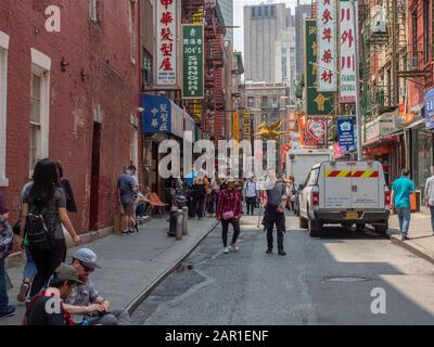 New York, USA - 31. Mai 2019: Bild der Pell Street in Chinatown, Manhattan. Stockfoto