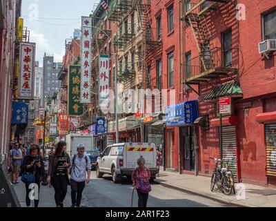 New York, USA - 31. Mai 2019: Bild der Pell Street in Chinatown, Manhattan. Stockfoto