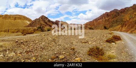 Blick auf den Nahal Shlomo (Wüstental). Eilat-Gebirge, Südisraelisch Stockfoto