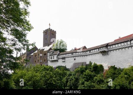 Blick auf die Wartburg bei Eisenach in Deutschland Stockfoto