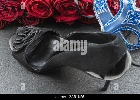 Die Colombina, der blaue Karneval oder die Maskenmaske Stockfoto