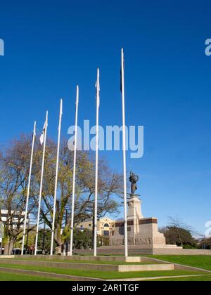 Flaggenpolen Im Square Palmerston North Stockfoto