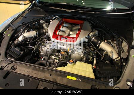 Nissan GT-R-Motor in der Nissan Global Headquarters Gallery in Japan ausgestellt Stockfoto