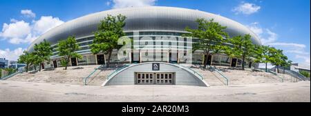 Lissabon, PORTUGAL - 15. Juli 2018: Altice Arena alias Meo oder Pavilhao Atlantico Pavilion. Der größte Veranstaltungsort von Lissabon im Parque das Nacoes alias Park von Nat Stockfoto