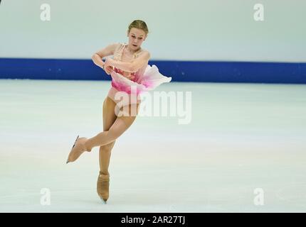 Steiermarkhalle, Graz, Österreich. 25. Januar 2020: Jekaterina Kurakowa aus Polen im Einsatz bei Den Damen Free Skating bei den ISU European Figure Skating Championats in Kim Price/CSM Stockfoto