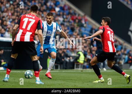 Barcelona, SPANIEN - 24. JANUAR:.David Lopez vom RCD Espanyol beim Liga-Spiel zwischen RCD Espanyol und dem FC Barcelona im RCD-Stadion am 24. Januar 2020 in Barcelona, Spanien. (Foto nach DAX/ESPA-Images) Stockfoto