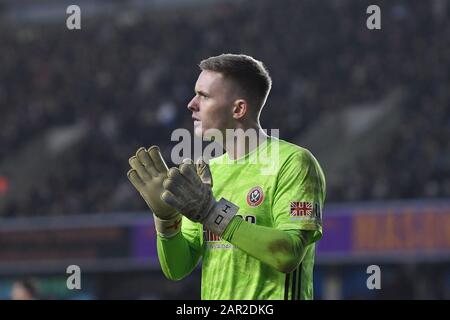 Den, London, Großbritannien. Januar 2020. London, ENGLAND - 25. JANUAR Dean Henderson aus Sheffield beim 4. Spiel um den FA Cup zwischen Millwall und Sheffield United in Den, London am Samstag, 25. Januar 2020. (Kredit: Ivan Yordanov/MI News)Foto darf nur für redaktionelle Zwecke in Zeitungen und/oder Zeitschriften verwendet werden, Lizenz für kommerzielle Nutzung erforderlich Kredit: MI News & Sport /Alamy Live News Stockfoto