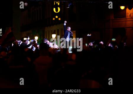 Madrid, Spanien. Januar 2020. Juan Guaidos selbst ernannter präsident Venezuelas besucht Madrid und erhält die internationale Medaille der Gemeinschaft von Madrid. (Foto von José Cuesta/261/Cordon Press). Credit: Cordon PRESS/Alamy Live News Stockfoto