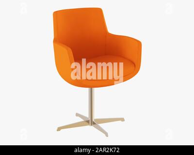 Orangefarbener Stuhl mit eisernen Beinen, 3D-Rendering Stockfoto