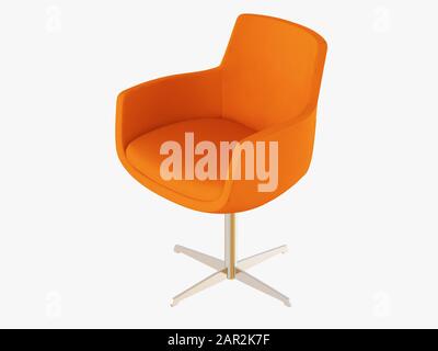 Orangefarbener Stuhl mit eisernen Beinen, 3D-Rendering Stockfoto