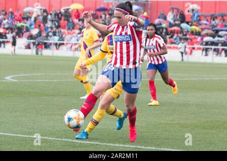 Madrid, Spanien. Januar 2020. Meseguer.Voller Eintritt zum Duell zwischen den beiden Kandidaten um den Titel La Liga Iberdrola, Atlético de Madrid Female Null whit F.C. Barcelona. (Foto von Jorge Gonzalez/Pacific Press) Credit: Pacific Press Agency/Alamy Live News Stockfoto