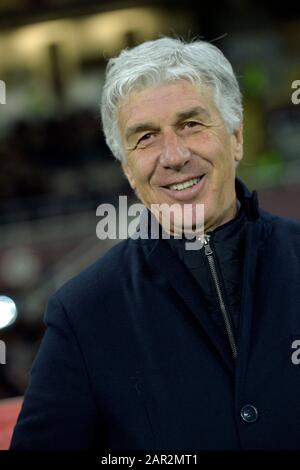 Januar 2020; Olympisches Grande Torino Stadium, Turin, Piemont, Italien; Serie-A-Fußball, Torino gegen Atalanta; Gian Piero Gasperini, der Trainer von Atalanta Stockfoto