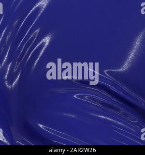 Abstraktes und glänzendes Seidentuch in Form von flüssiger Welle mit Falten. Satin oder Samt Material Hintergrund in beliebten Phantom blau Farbe. 3d Stockfoto
