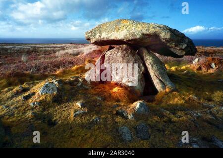 Chun Quoit, alte Grabkammer, Cornwall UK Stockfoto