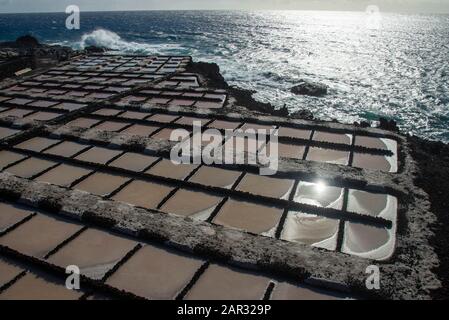 Salinas de Fuencaliente. Saltwinning auf der Fuencaliente in La Palma, Kanarische Insel, Spanien Stockfoto