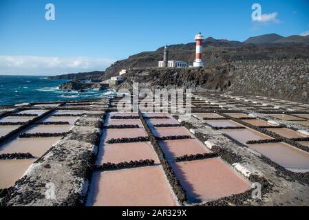 Salinas de Fuencaliente. Saltwinning auf der Fuencaliente in La Palma, Kanarische Insel, Spanien Stockfoto