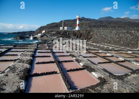 Salinas de Fuencaliente. Saltwinning auf der Fuencaliente in La Palma, Kanarische Insel, Spanien Stockfoto